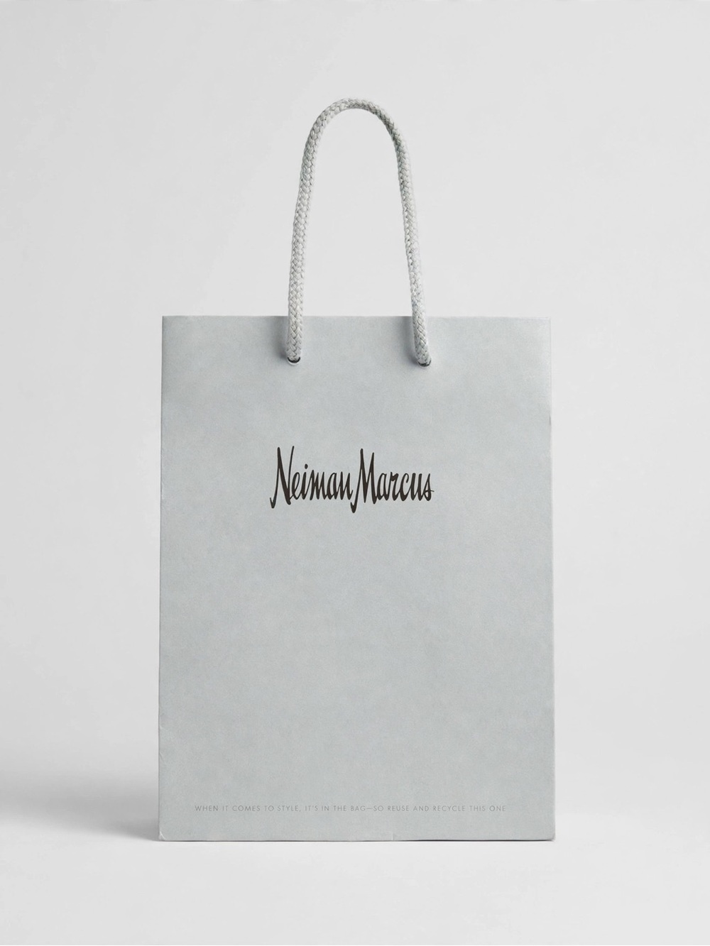 Neiman Marcus Pale Gray Shopper Tote with Braided Handles
